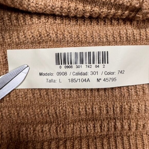 Massimo Dutti Pullover Sweater Sz.L Camel Cotton Cashmere Textured Minimalist - Picture 8 of 11